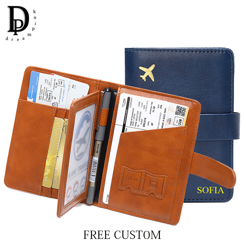 Men'S Accessories Wallet - Aangepaste letters reispaspoort portemonnee mode PU