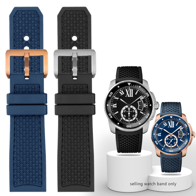 Men'S Accessories Cartier - 23Mm 24Mm Fluororubber Horlogeband Pin Gesp