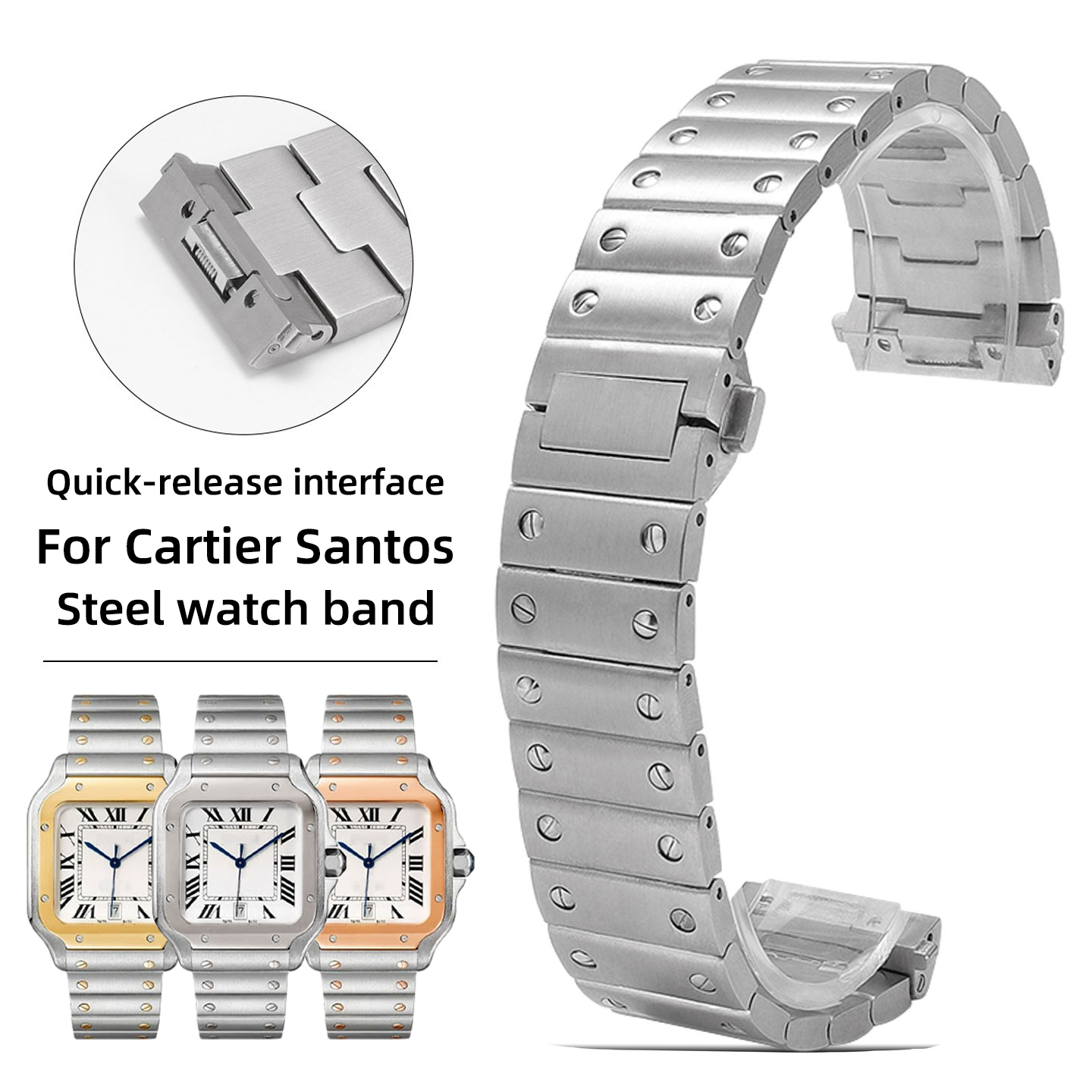 Men'S Accessories Cartier - 21mm roestvrijstalen armband voor Cartier Santos