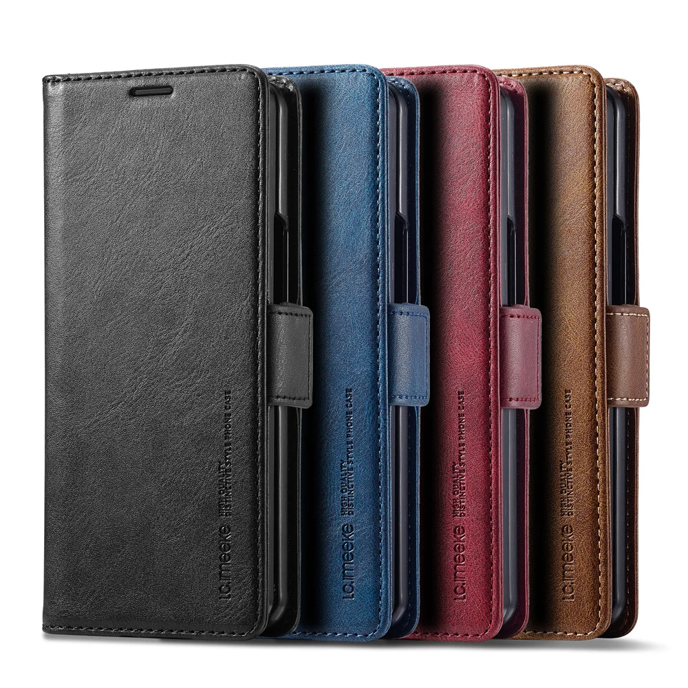 Bifold Leather Wallet - Lederen portemonnee telefoonhoesje voor Samsung Galaxy