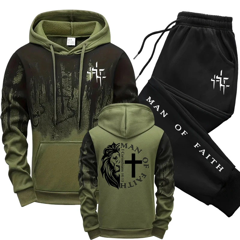 Men'S Accessories Pouch - Man of Faith Pattern Herenset Sweatshirt